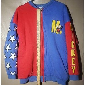 DISNEY Mickey Mouse All Over Print Full Zip Reversible Jacket Stars/Stripes LG